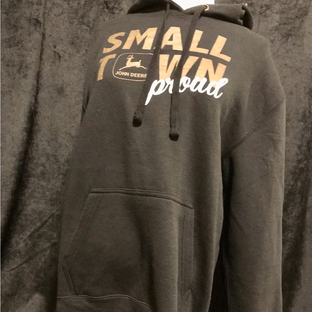 John Deere Small Town Proud Black Hoodie- M